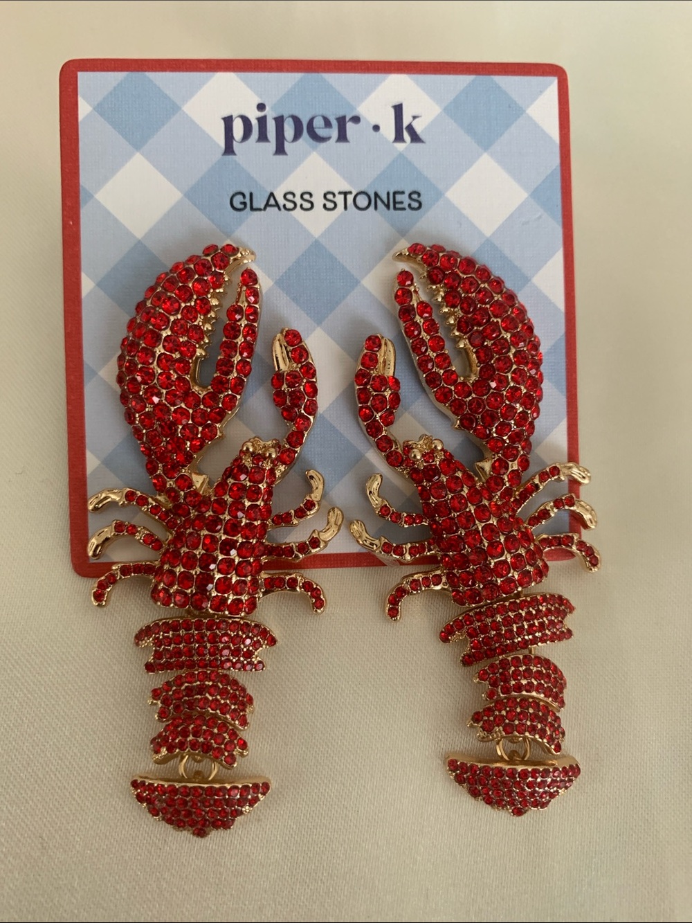 Red Crystal Lobster Statement Earrings